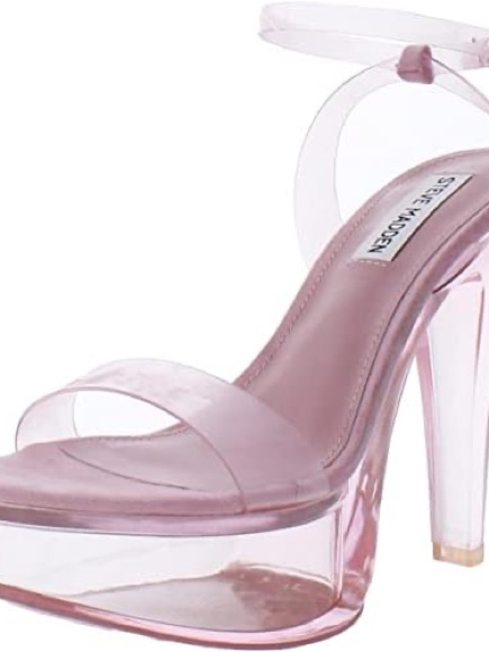 Steve Madden Pink Clear Platform Sandal with Ankle Strap